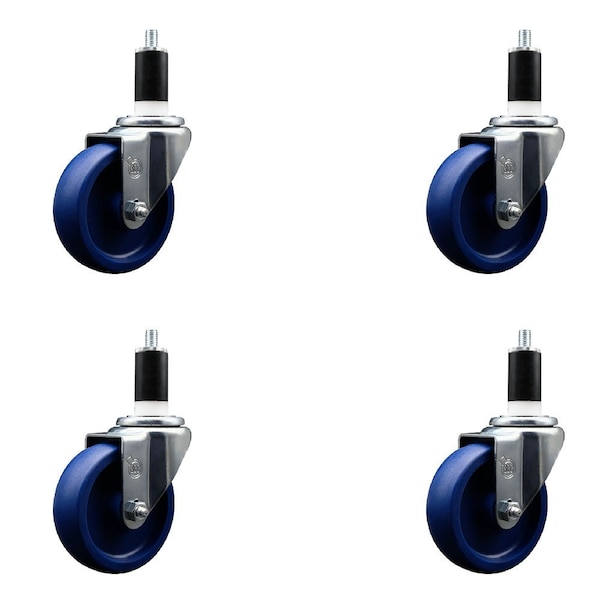 Service Caster 4'' Solid Poly Wheel Swivel 1-3/8'' Expanding Stem Caster Set, 4PK SCC-EX20S414-SPUS-138-4 - main